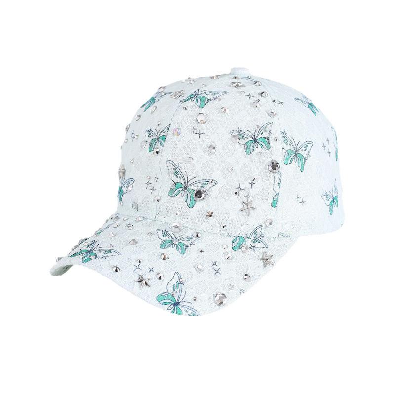 New butterfly print foreign style baseball cap children's lace breathable fashion casual versatile sunshade diamond cap