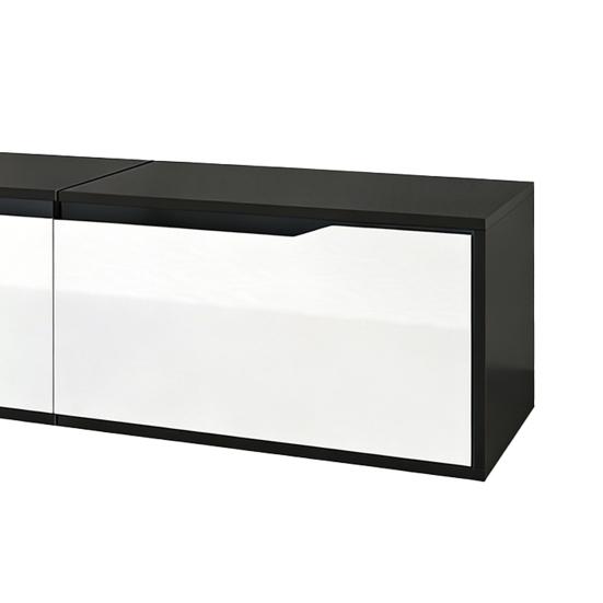 TV Media Cabinet Cabinet High-Gloss Color-Coordinated with Black Storage and White Featuring Color-Changing LED Light Home Decor