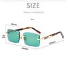 Leopard Print Men's Sunglasses Green Crystal Stone Outdoor Sunglasses Retro Driving Glasses