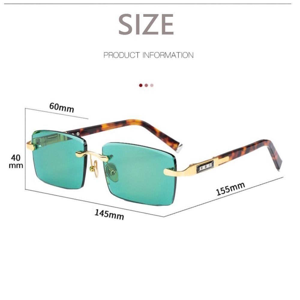 Leopard Print Men's Sunglasses Green Crystal Stone Outdoor Sunglasses Retro Driving Glasses