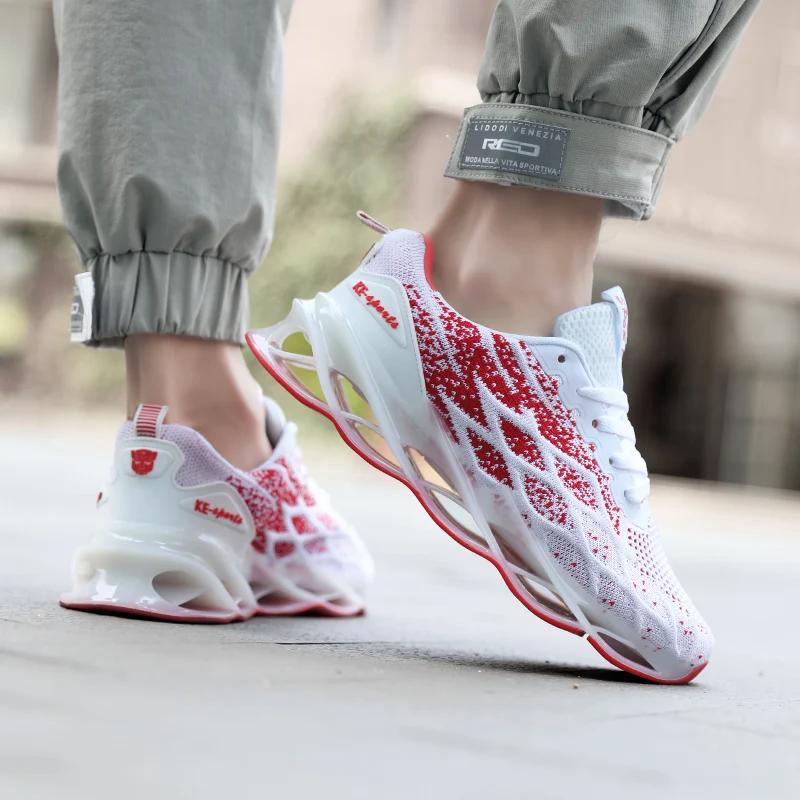 Модные мужские повседневные спортивные туфли Fly Woven Breathable TPU износостойкие амортизирующие кроссовки Blade для бега студенческие модные кроссовки