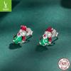 Yinziyun 925 Sterling Silver Luminous Santa Claus Stud Earrings - Trendy European & American Christmas Gift.
