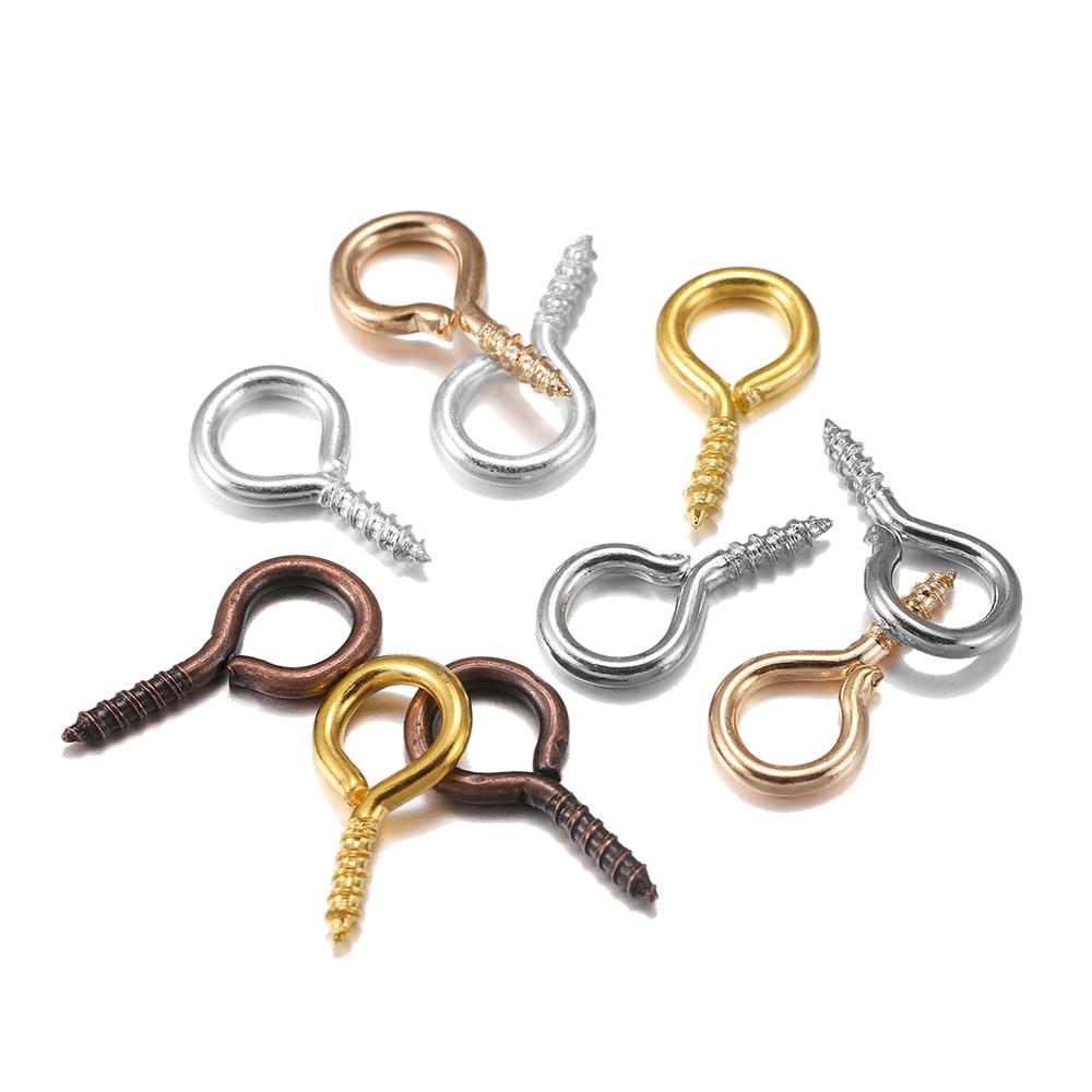 300/500pcs Mini Screw Pendants Eyepin Keychain HookThreaded Pin Fitting DIY Jewelry Bracelet Necklace Making Accessories