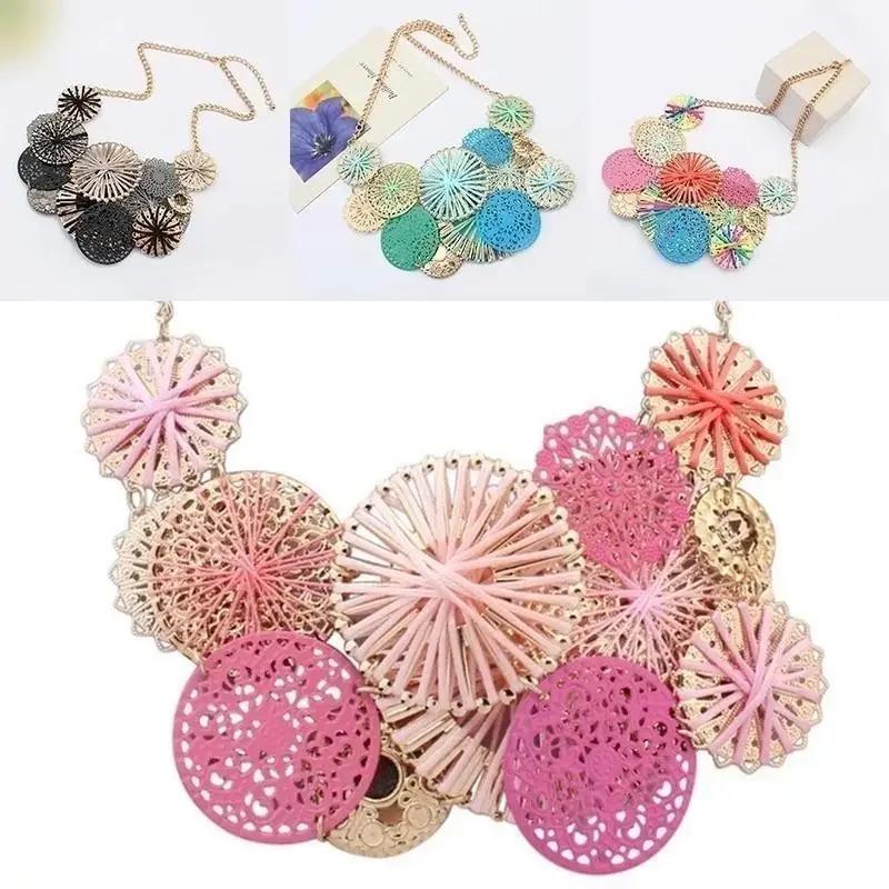 Women Fashion Flowers Choker Necklace Women Color Multicolor Bohemian Boho Collar Colorful Blue Big Necklace Jewerly Gift