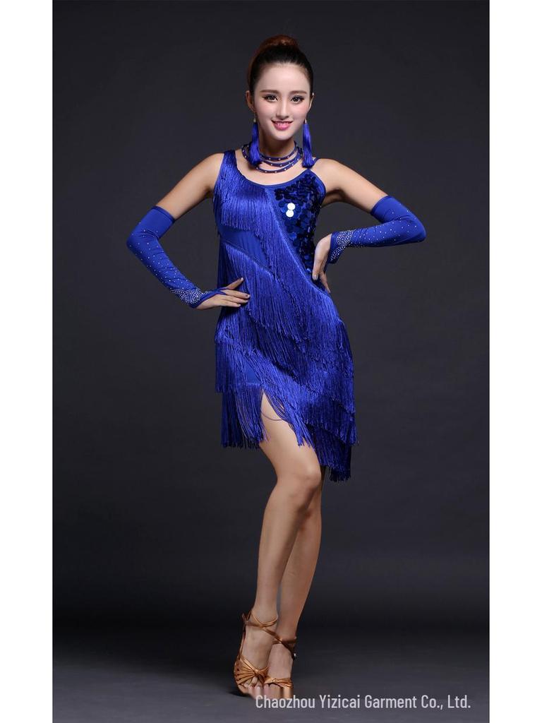 Charming Dancer Sequin Tassel Latin Dance Costume for Women