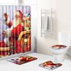 Christmas Shower Curtain Floor Mat Combination Four-Piece Set Bathroom Toilet Carpet Shower Room Mat Foot Mat