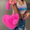 Зимние новые милые женские сумки в форме сердца с верхней ручкой, удобные мягкие плюшевые женские сумки, модные многоцветные дополнительные женские сумки через плечо