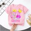 summer T-shirt Peppa Pig 1-8 years old children' Polyester short-sleeved boys' sports shirt, girls' casual top with digital print