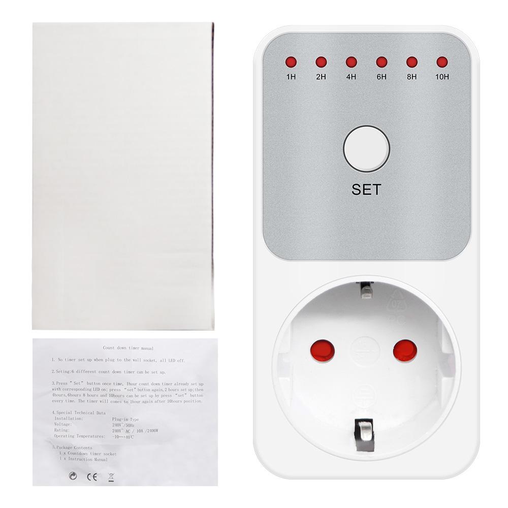 TM04 Электронный таймер LED 16A 1h-10h Таймер обратного отсчета Переключатель Розетка Вилка Таймер для кухонного электроприбора