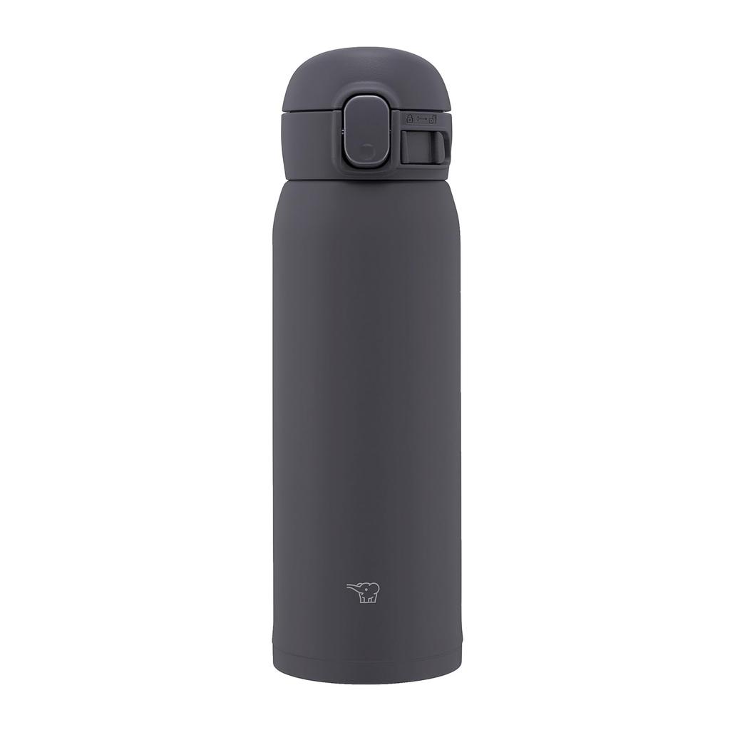 ZOJIRUSHI Water Bottle Seamless 480ml One Touch Stainless Steel Mug Soft Black Integrated Packing Allows Only 3 Items To Be Washed SM-WS48-BM