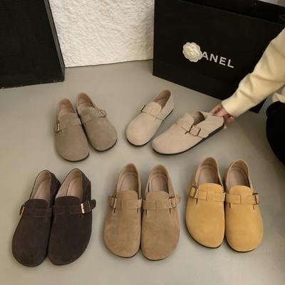 2025 весна и осень ретро стиль повседневные универсальные туфли с круглым носом на плоской подошве с пряжкой