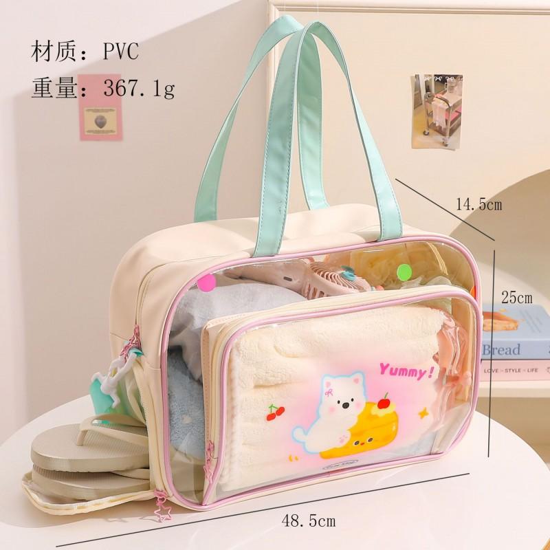 Large Capacity Travel Toiletry Bag Women Waterproof Dry Wet Separation Portable Cosmetic Organizer PVC Lightweight Cube Shape