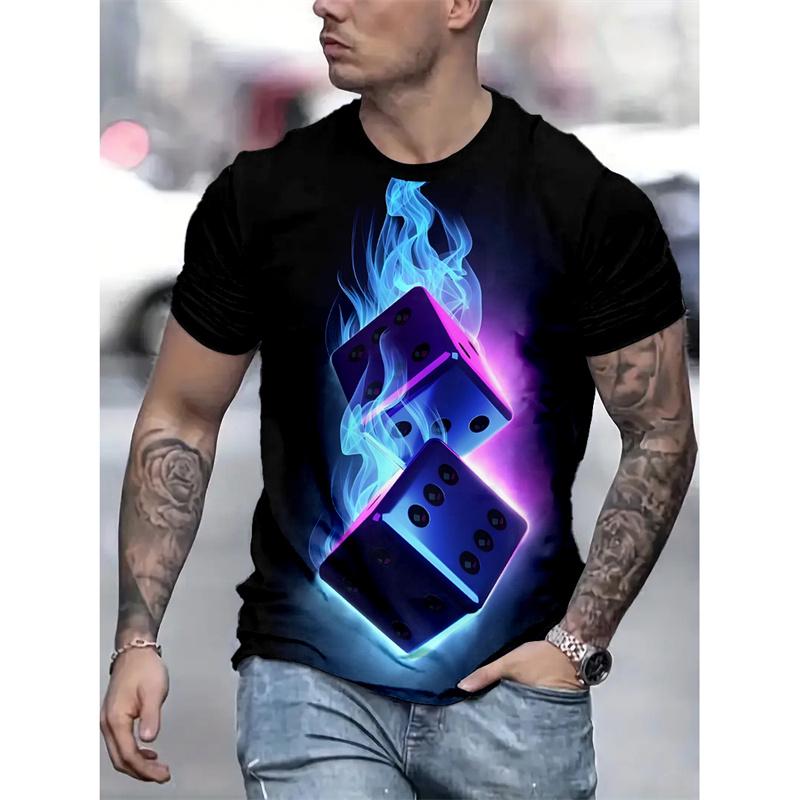 Playing Card Pattern T-Shirt For Men Poker 3D Printed Short Sleeve Summer Fashion Casual Tees Streetwear Loose O-Neck T Shirts