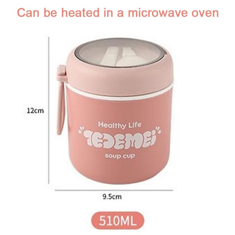 510 мл суповая чашка из нержавеющей стали, термоконтейнер для обеда, контейнер для еды с ложкой для школьников