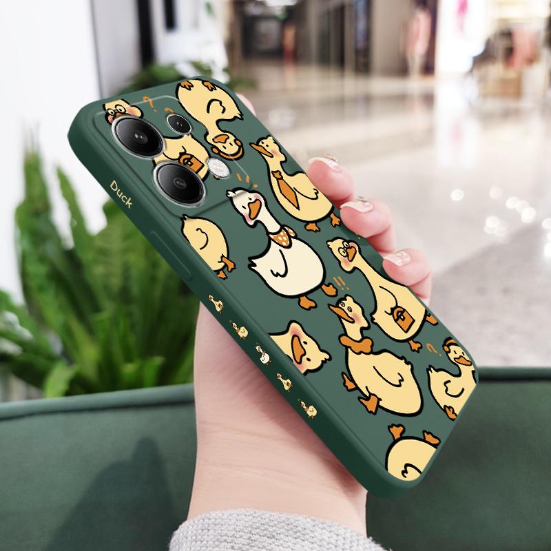 Чехол для телефона 'Застенчивая утка' для Xiaomi Redmi Note 14 13 12 12S 11 11S 10 10S 9 9S Pro Plus 4G 5G Жидкий силиконовый чехол