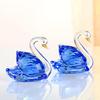 DOJOZ Crystal Swan A Pair Valentines Day Sweet Gifts Sparkle Figurine Collection Paperweight Table Centerpiece Ornament (Blue)