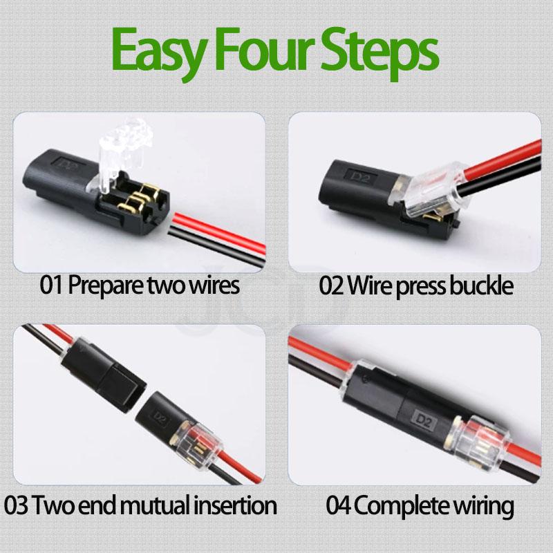 1-20PCS Quick connect terminal D2/T2/T1/H2 type electrical connector LED cable car non break connector terminal connection