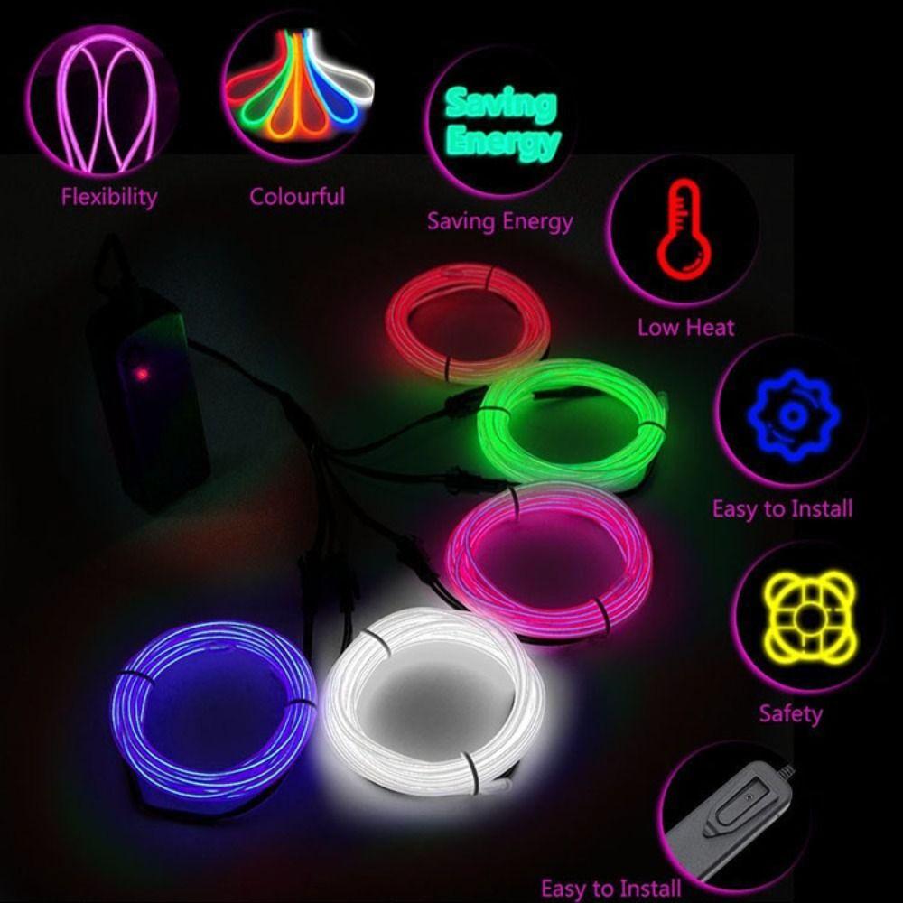 Croppable LED Neon Glow 2M Luminous Cable Cold LIght EL Wire Light String Outdoor Indoor Decor