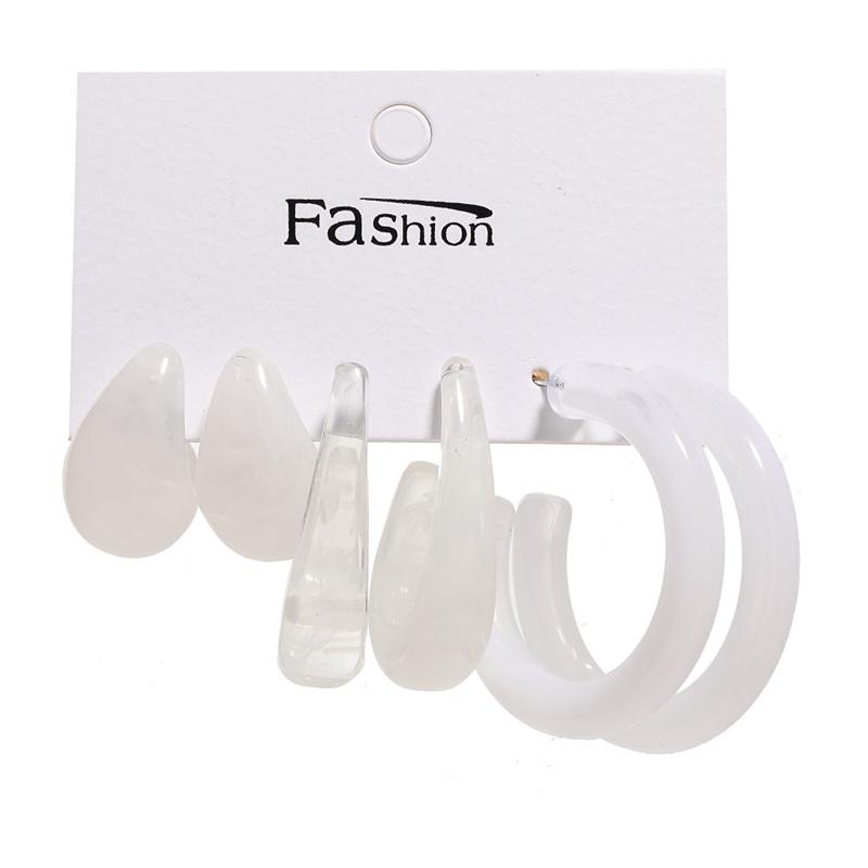 Fashion Colorful Resin Earrings Set  Pearl Hoop Candy Color 2021 New Style for Women Flower Heart Butterfly Cross Earrings