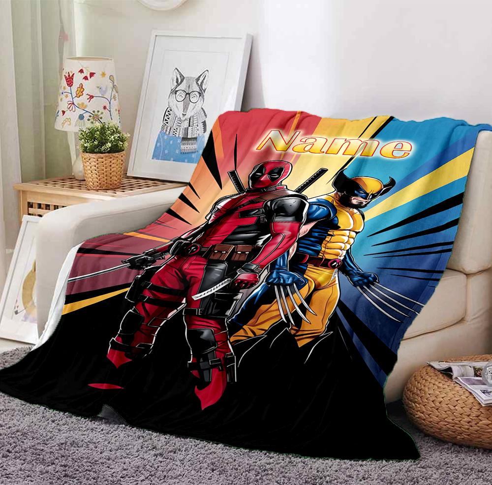 Custom Name Deadpool Armor Flannel Blanket Throw Blanket Soft Warm Sofa Bed Decor Unique Gift