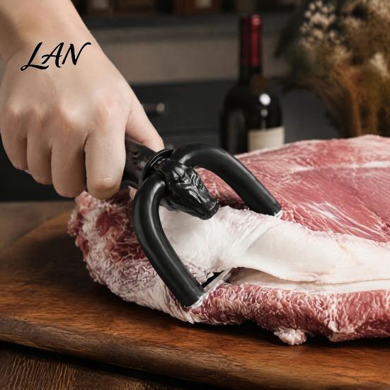 Профессиональный инструмент для нарезки, ручной триммер для мяса и жира, эргономичная противоскользящая ручка и U-образное изогнутое лезвие из пищевой стали,