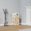 Firewood Rack White 25x25x60 cm Cold Rolled Steel
