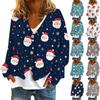Women's Fashion Short Coat Casual Long Sleeve Printed Single Breasted Plush Top