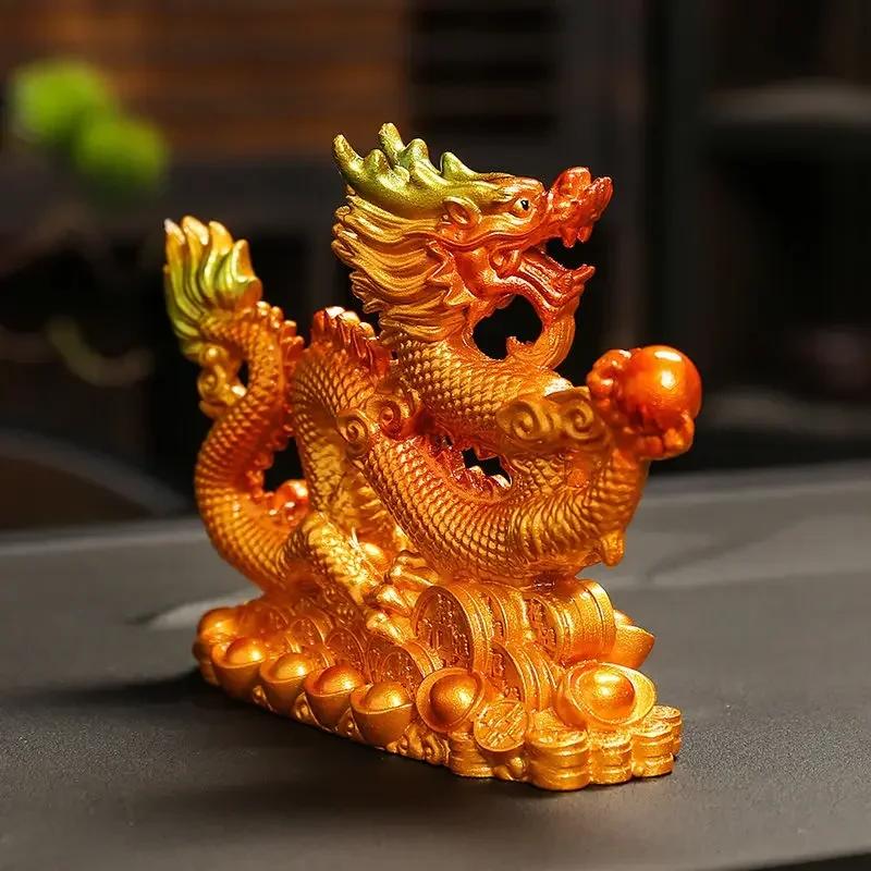 Фен-шуй Дракон Украшения Привлечение Удачи Богатство Золотой Дракон Украшения Для Дома Офисный Рабочий Стол Открытие Подарок