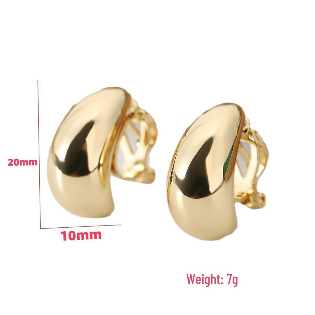 Trendy Water Drop C-Shaped Lightweight Stud Earrings with Versatile Bean Ear Cuffs
