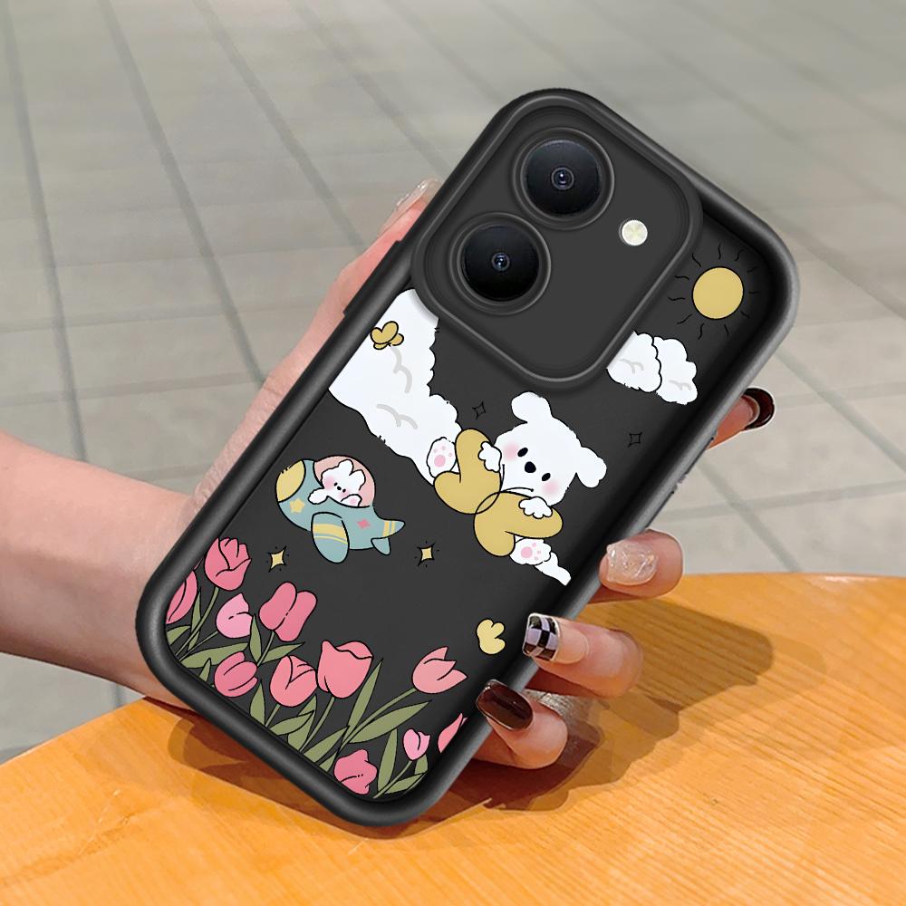 Soft Silicone Square Ladder Printing Pattern Phone Casing Full Cover Camera Shockproof Protection Rubber Case for Vivo