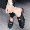 Fashion Mens Shoes Italian Men Half Slipper Leather Loafers Moccasins Outdoor Non-slip Black Casual Slides Summer Fashion Shoes Business