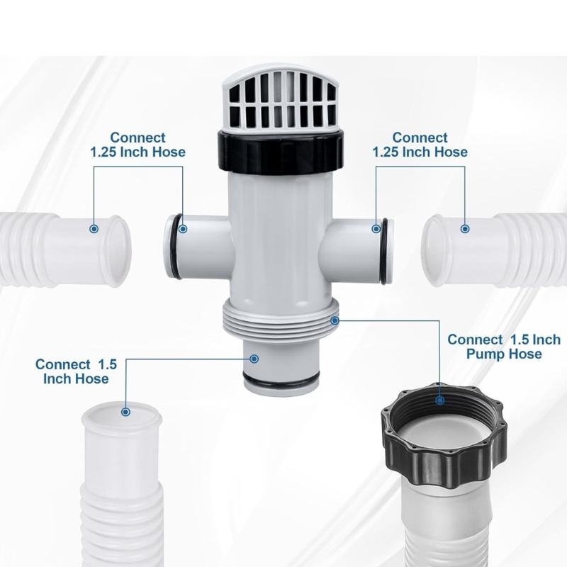 Pool Hose Plunger Valved Kit for Above Ground Swimming Pool Plunger Valved Replacement Parts for Filter Circulation