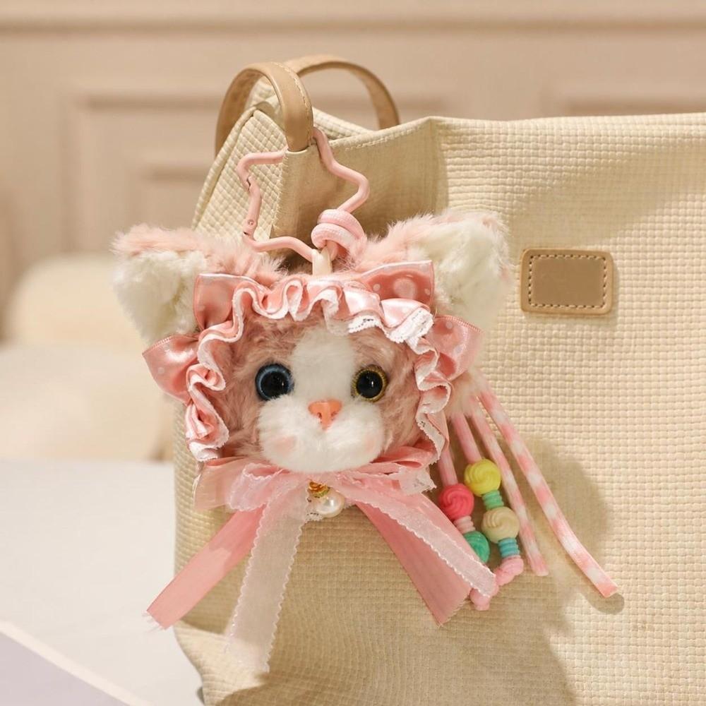 Vintage Cat Keychain Soft Plush Bag Charm Fashion Plush Doll Girl Gift