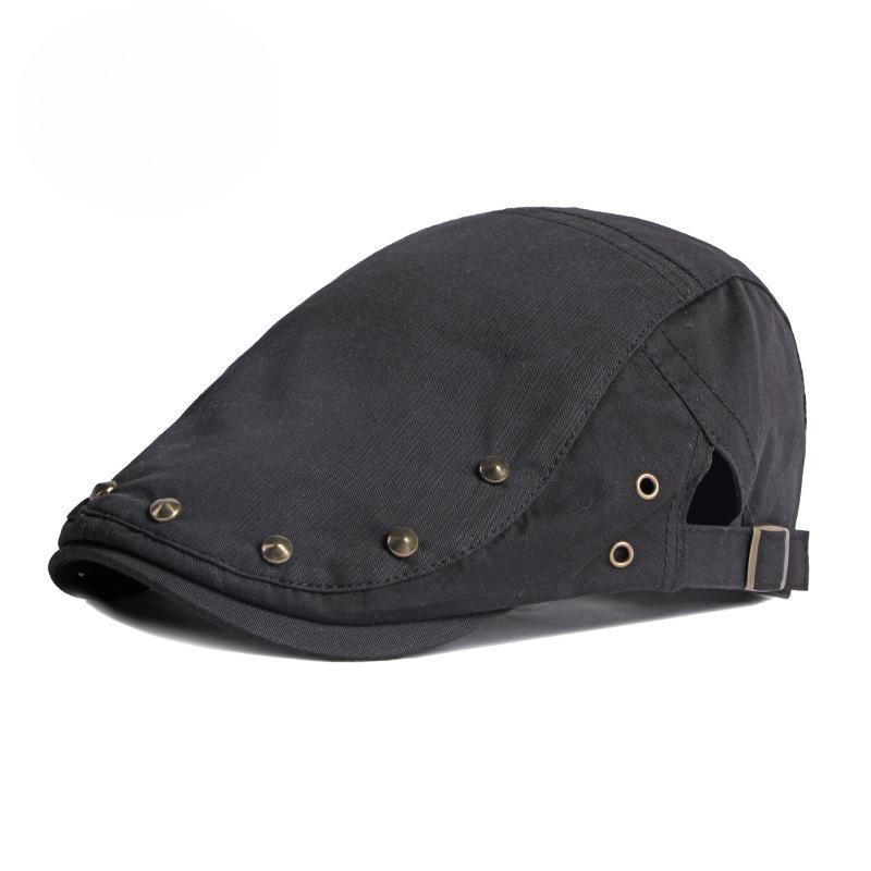British Retro Rivet Beret Hat for Men Women Thin Breathable Flat Cap Hip-hop Newsboy Cap Adjustable Streetwear Duckbill Hat