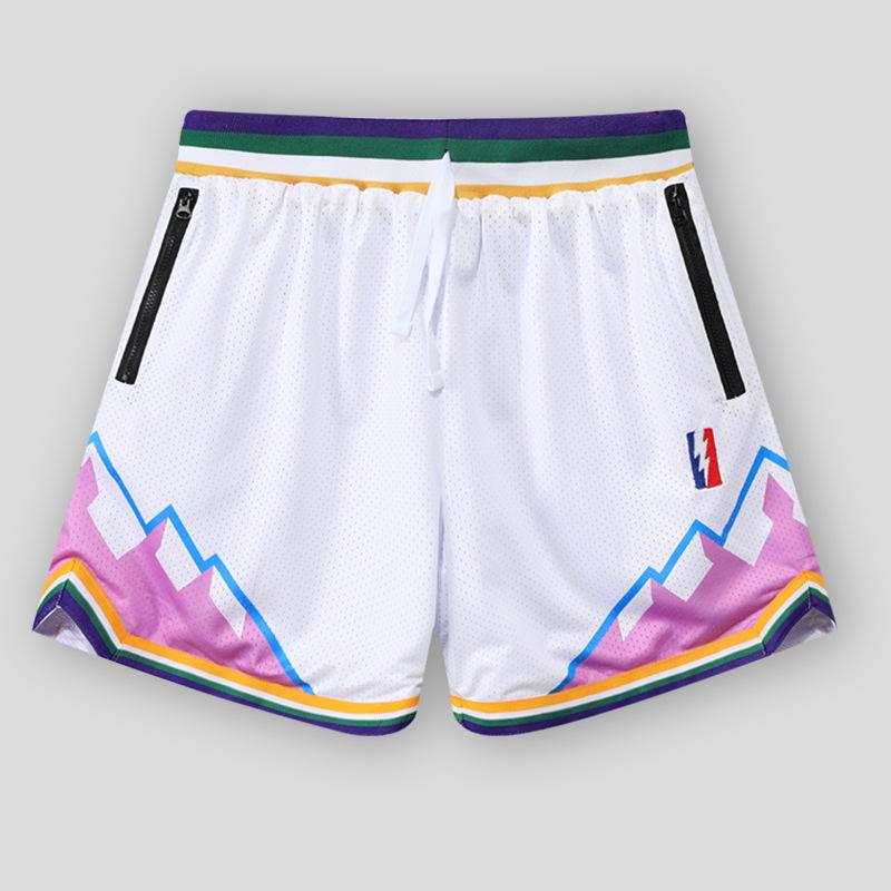 Unisex Retro Mesh Basketball Shorts - Breathable, Double-Layer, Above-Knee Casual Wear for Summer