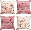 4Pcs Home Family Gather Blessed Printed Pillow Cover Polyester Cushion Case 2D Flat Printing Pillowcase Farmhouse Rustic Charm