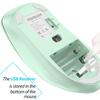 memzuoix Ergonomic Wireless 1400 5 Battery USB Receiver Compatible with Light Green Mouse, 2.4G Optical, DPI, Buttons, Operated, Included, Cordless,