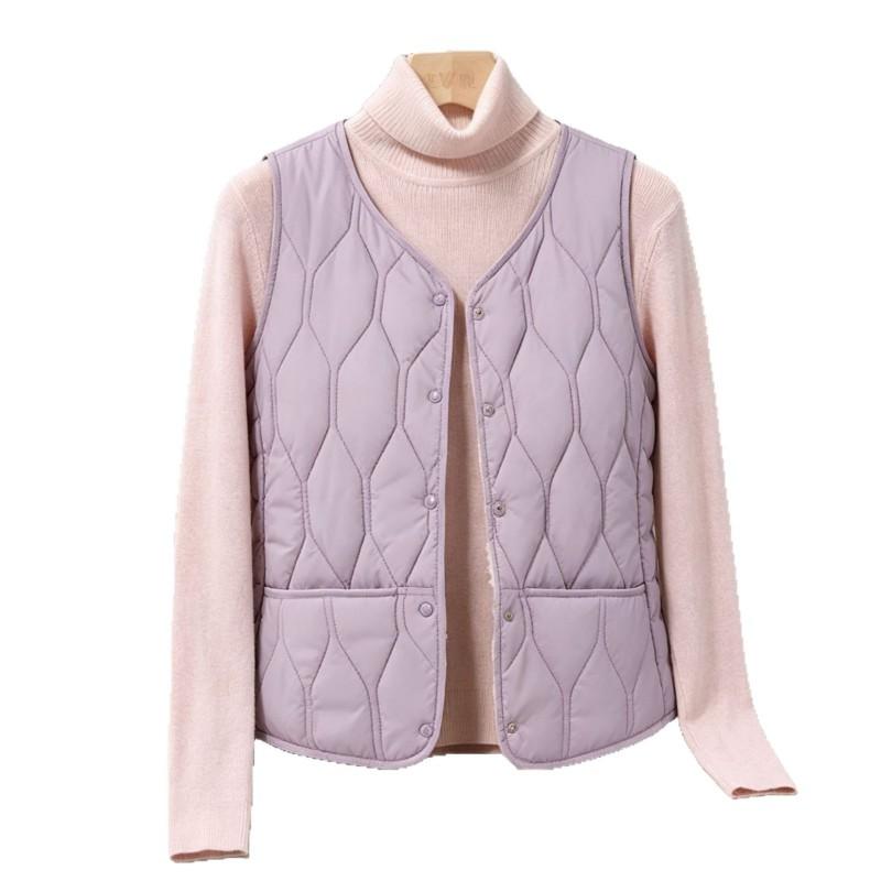 Womens Short Puffer Vest 2026 Fall Winter V-Neck Quilted Sleeveless Warm Outerwear Plus Size