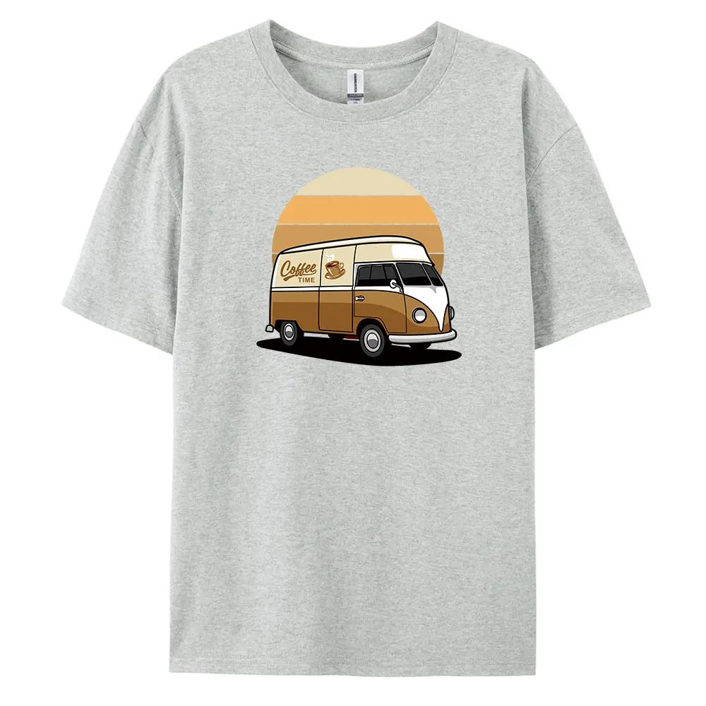 Fashion pattern Tshirt 100 cotton printed shortsleeved coffee bus pattern highquality street fashion tshirt