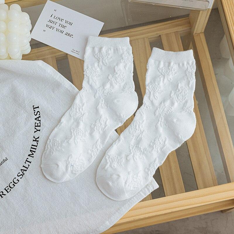 Lolita Style Japanese Kawaii Women Socks Cute Frilly Ruffle Socks Solid White Black Mesh Lace Girls Sweet Harajuku Short Socks