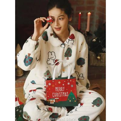 Зимние пижамные комплекты для женщин с разноцветным животным цветочным принтом, с длинным рукавом, домашняя одежда высокого качества, одежда для сна