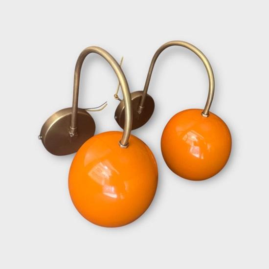 Набор из 2 оранжевых настенных бра в стиле ретро середины века, латунные светильники ручной работы для ванной комнаты, кухни, гостиной