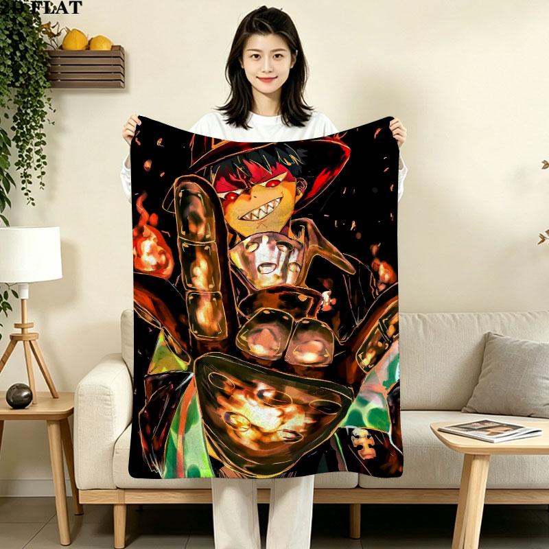 1PC Fire Force Patterned Flannel Blanket Suitable For All Seasons For Home Decor Warmth And Comfort Gifts Holiday Present