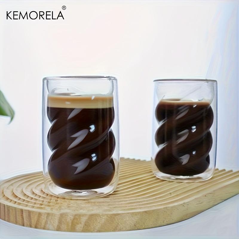 KEMORELA Двустенная кофейная чашка, 1/2 шт., 320 мл, Чашка для капучино, Спиральная чайная чашка, Подходит для латте, холодного чая и кофе холодного заваривания