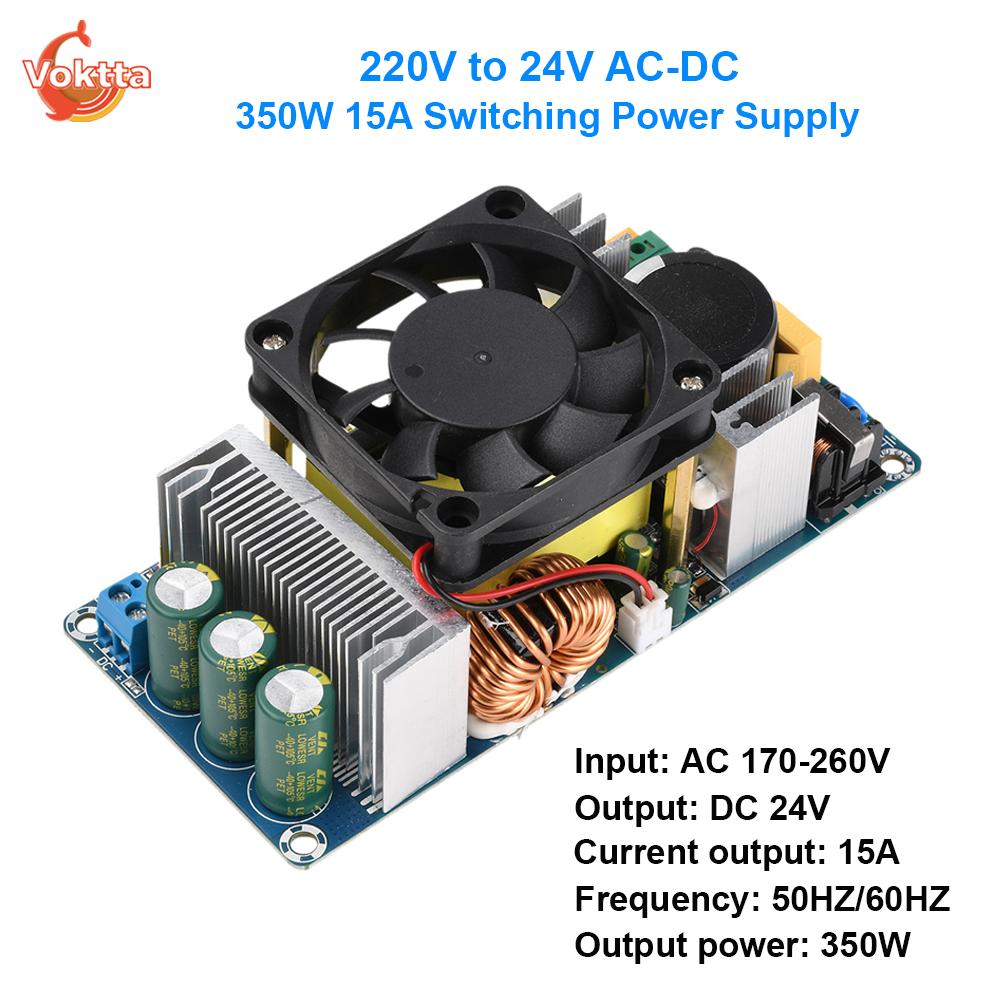 220V to 24V AC-DC Switching Power Supply 350W High-Power Module 15A Adjustable Power Step Down Transformer Bare Circuit Board