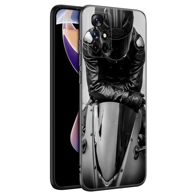 Moto Cross Motorcycle Sports Black Silicone Phone Case For Xiaomi Redmi Note 10 11 11S 12 13 4G 8 9 11T Pro 5G + 8T 9S 10S 12S
