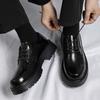 Fashion Men Dress Shoes Thick Soled Leather Shoes Lace Up Business Men Shoes Platform Oxford Shoes Moccasin Casual Shoes Big Size 38-48