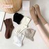 1 Pair Mid-tube Elastic Women Socks Casual Solid Color Ribbed Sports Socks