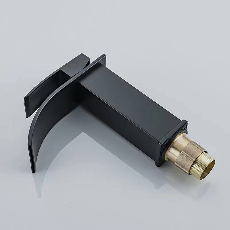 Matte Black Waterfall Tap Bathroom, Waterfall Basin Tap, Washbasin Waterfall Tap with Spout Modern Mixer Tap Sink