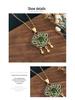 Vintage Court Style Enamel Filigree Necklace with Inlaid Green Chalcedony Ruyi Lock for Women